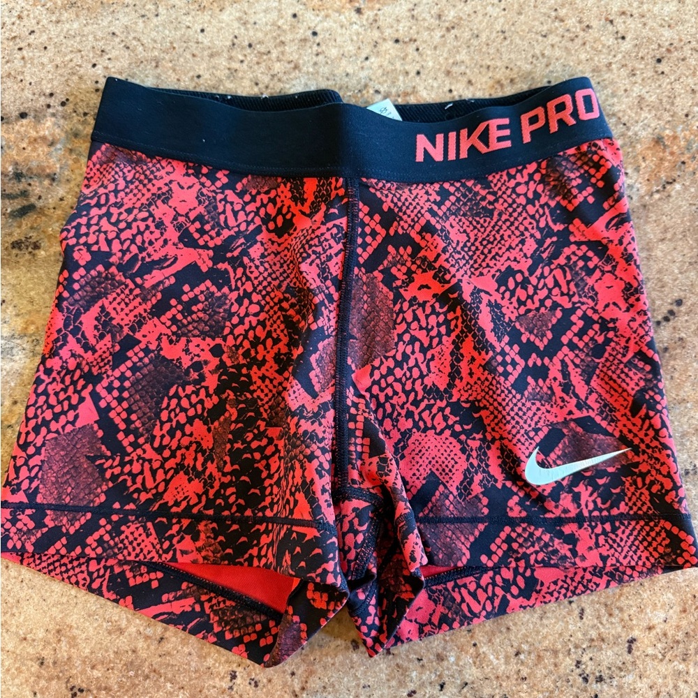 Nike Red and Black Snake Print Shorts